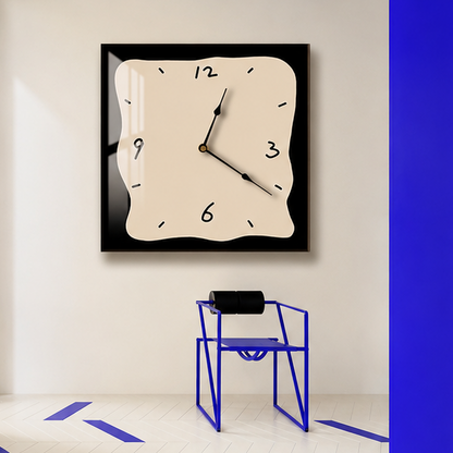 Novara Abstract Yellow Square Wall Clock - Silent Modern Art for Home Decor