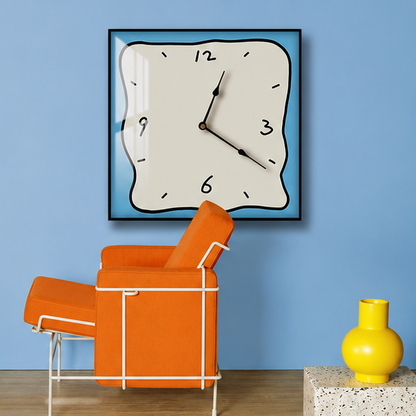 Novara Abstract Yellow Square Wall Clock - Silent Modern Art for Home Decor
