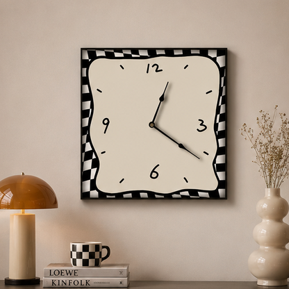 Novara Abstract Yellow Square Wall Clock - Silent Modern Art for Home Decor