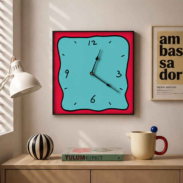 Novara Abstract Yellow Square Wall Clock - Silent Modern Art for Home Decor