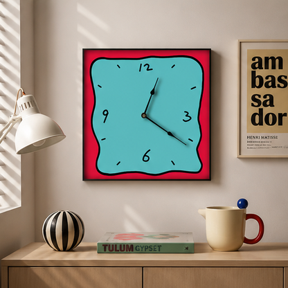 Novara Abstract Yellow Square Wall Clock - Silent Modern Art for Home Decor