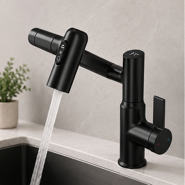 Sovere 360° Swivel Kitchen Tap with LED Temperature Display for Modern Sinks