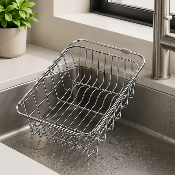 Eloria Expandable Stainless Steel Over-Sink Dish Drying Rack for Kitchen
