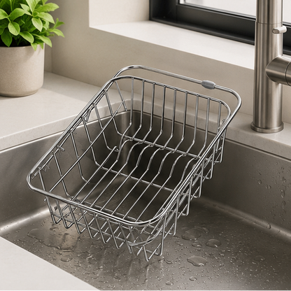 Eloria Expandable Stainless Steel Over-Sink Dish Drying Rack for Kitchen