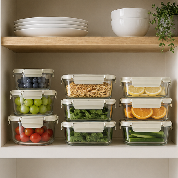 Royelle Premium Glass Food Storage Containers with Lids - 8 Piece Set for Meal Prep
