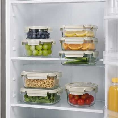 Royelle Premium Glass Food Storage Containers with Lids - 8 Piece Set for Meal Prep