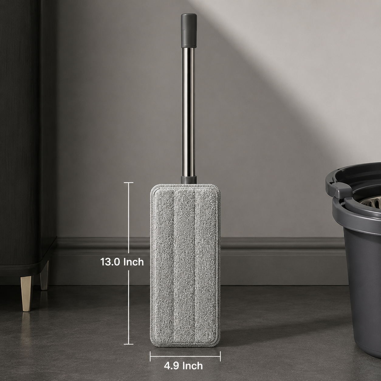 Novara Hands-Free Self-Wringing Flat Mop & Bucket System for Effortless Floor Cleaning
