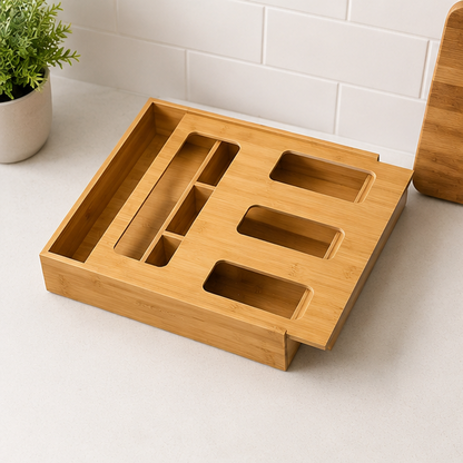 Novara Bamboo Ziplock Bag Organizer for Kitchen Drawer & Pantry Storage