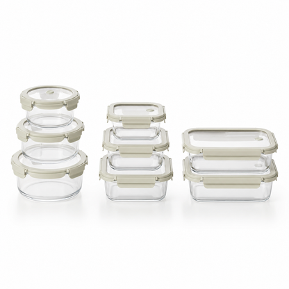 Royelle Premium Glass Food Storage Containers with Lids - 8 Piece Set for Meal Prep