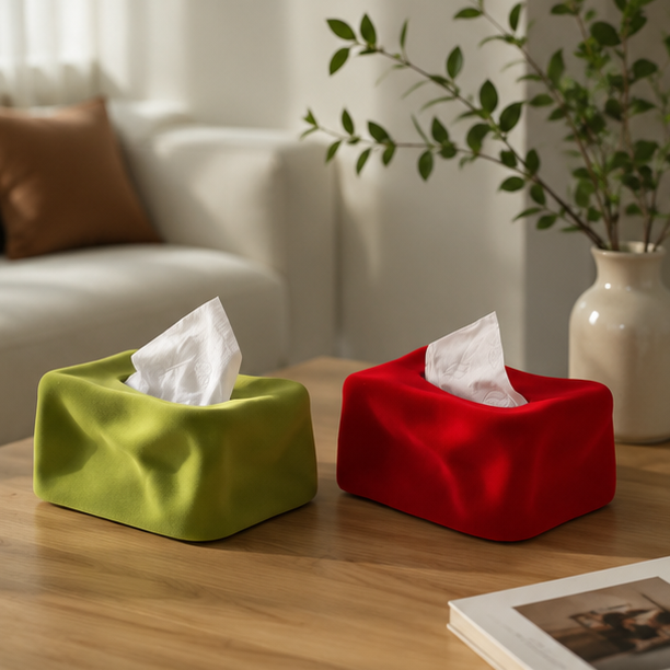 Novara Velvet Ceramic Tissue Box Cover - Modern Pop Art Decor