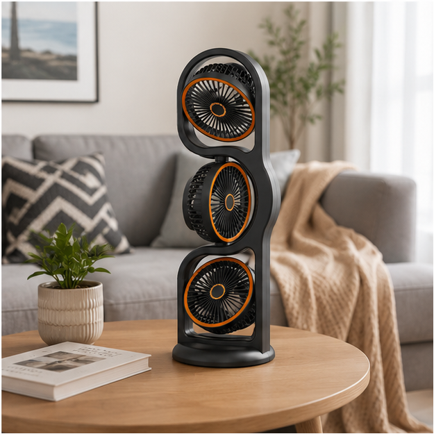 Eloria Portable 360° USB Desk Fan with 5 Speeds & Rechargeable Battery