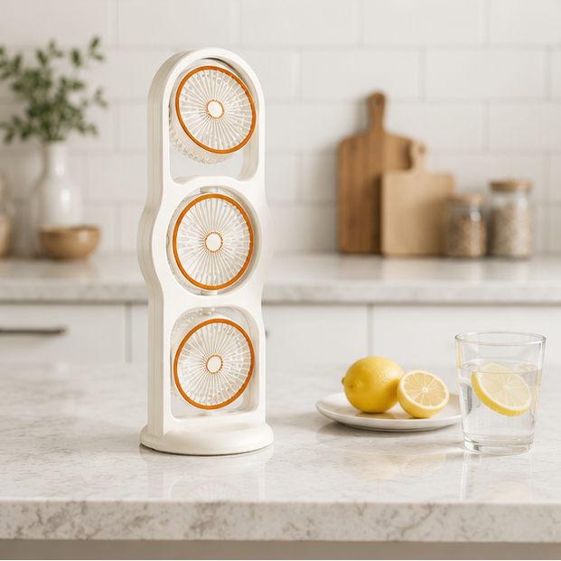 Eloria Portable 360° USB Desk Fan with 5 Speeds & Rechargeable Battery