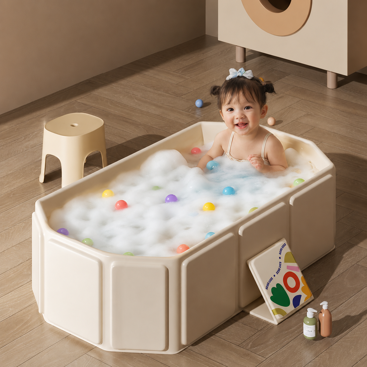 Novara Foldable Baby Bath Tub, Portable Non-Slip Bathtub for Infants & Toddlers