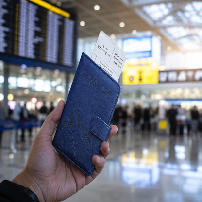 Luxoria RFID Leather Passport Holder with Card Slots and Elegant Finish for Travel
