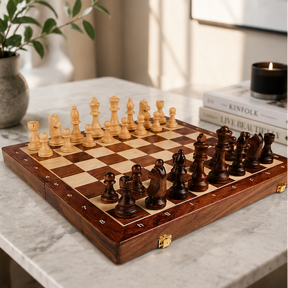 Eloria Premium Wooden Chess Set with Handcrafted Pieces for Strategy Game Lovers