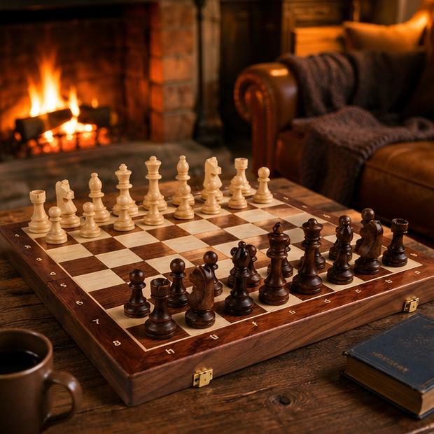 Eloria Premium Wooden Chess Set with Handcrafted Pieces for Strategy Game Lovers