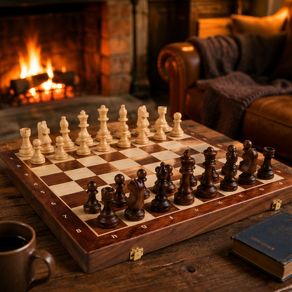 Eloria Premium Wooden Chess Set with Handcrafted Pieces for Strategy Game Lovers