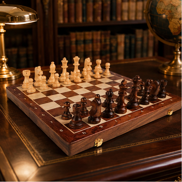 Eloria Premium Wooden Chess Set with Handcrafted Pieces for Strategy Game Lovers