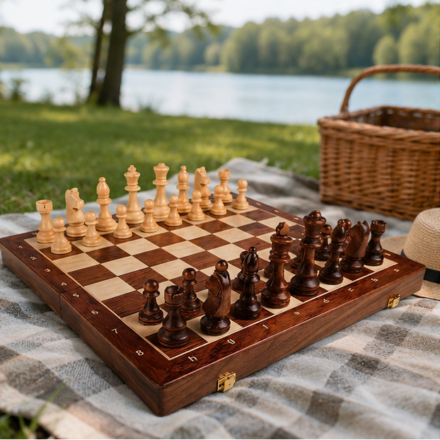 Eloria Premium Wooden Chess Set with Handcrafted Pieces for Strategy Game Lovers
