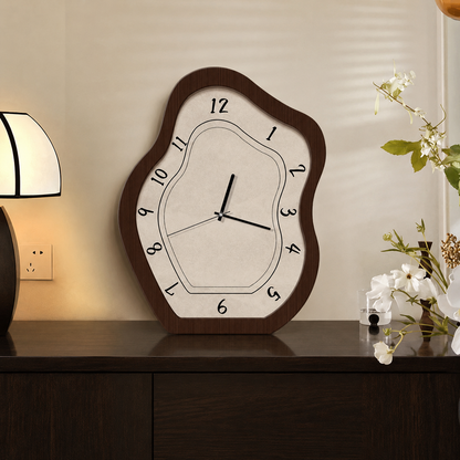 Novara Abstract Wood Wall Clock - Silent Non-Ticking Modern Decorative Timepiece