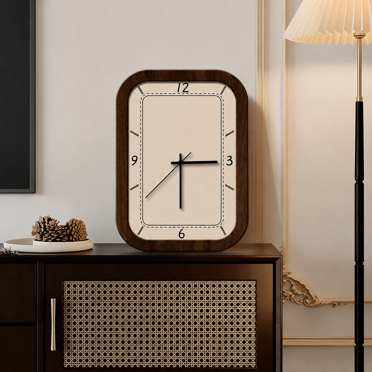 Novara Abstract Wood Wall Clock - Silent Non-Ticking Modern Decorative Timepiece