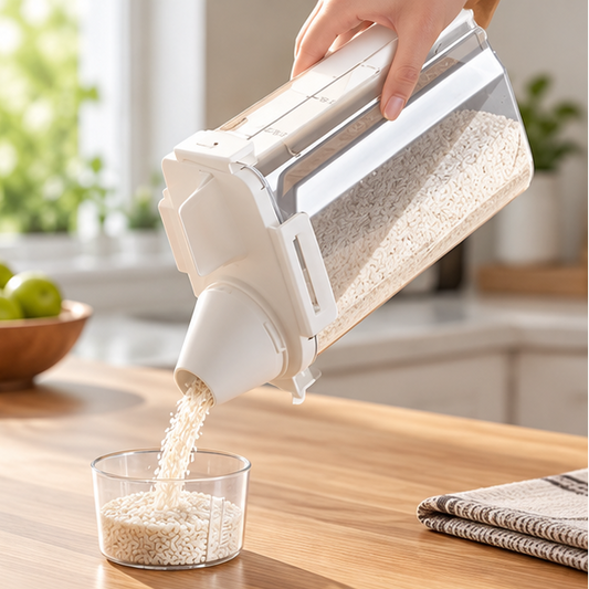 Royelle Airtight Rice Dispenser And Cereal Storage Container With Measuring Cup