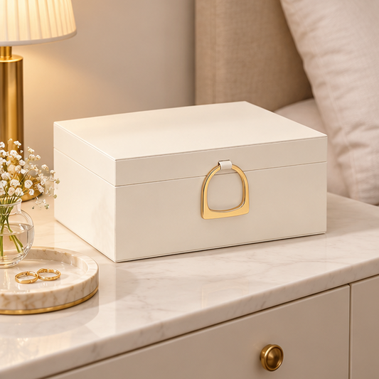 Royeva 2-Tier Jewelry Organizer Box With Mirror And Removable Trays