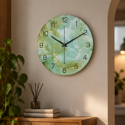 Royeva Modern Marble and Wood Wall Clock-Silent Non Ticking Decorative Timepiece
