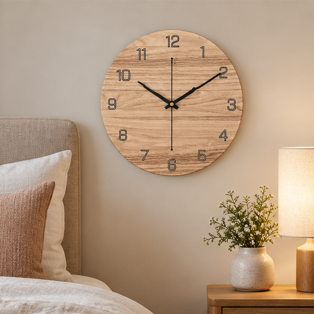 Royeva Modern Marble and Wood Wall Clock-Silent Non Ticking Decorative Timepiece
