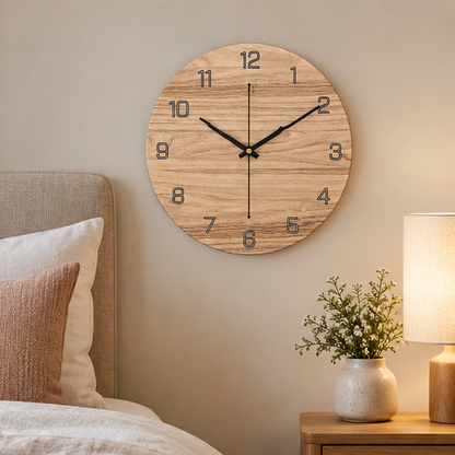 Royeva Modern Marble and Wood Wall Clock-Silent Non Ticking Decorative Timepiece