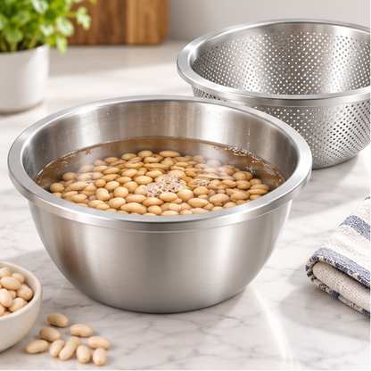 Royeva Stainless Steel Mixing Bowl And Fine Mesh Colander Set