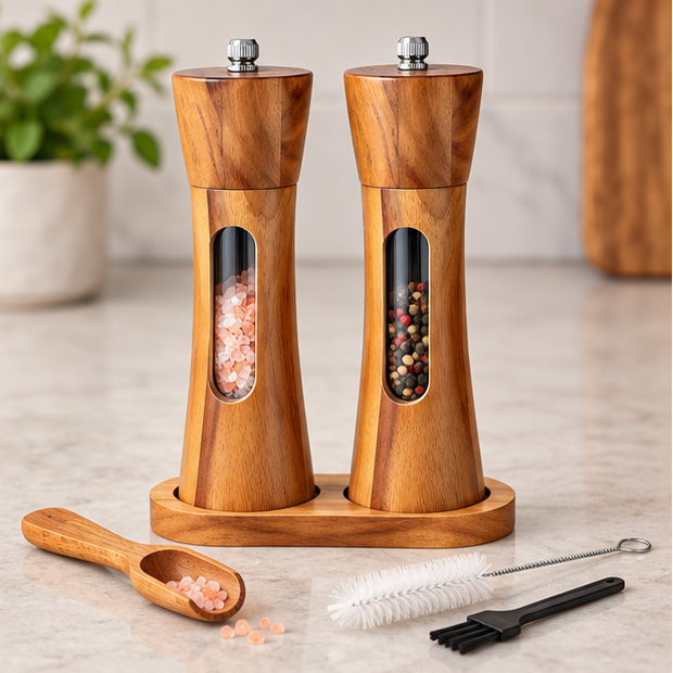Royeva Wooden Salt And Pepper Grinder Mill With Adjustable Coarseness