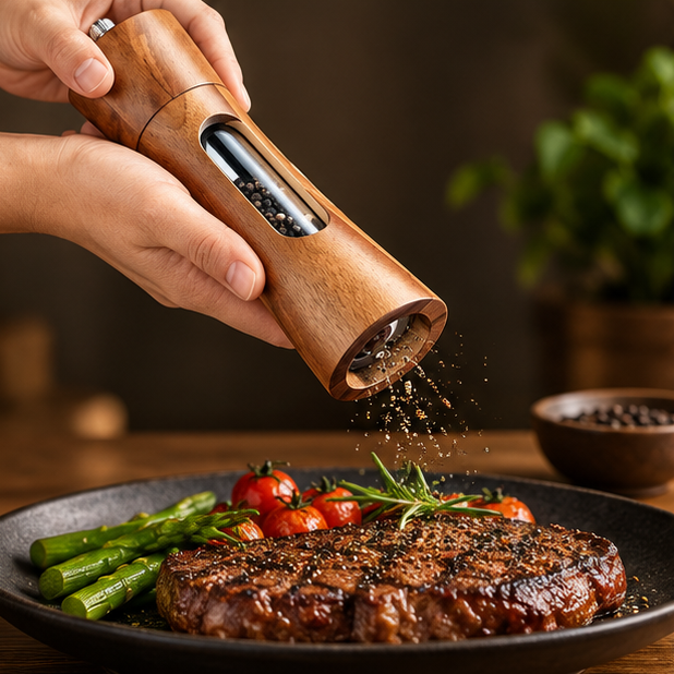 Royeva Wooden Salt And Pepper Grinder Mill With Adjustable Coarseness
