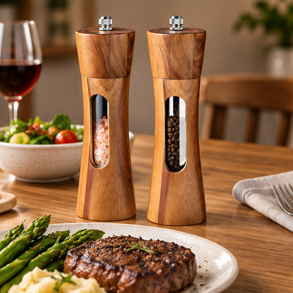 Royeva Wooden Salt And Pepper Grinder Mill With Adjustable Coarseness