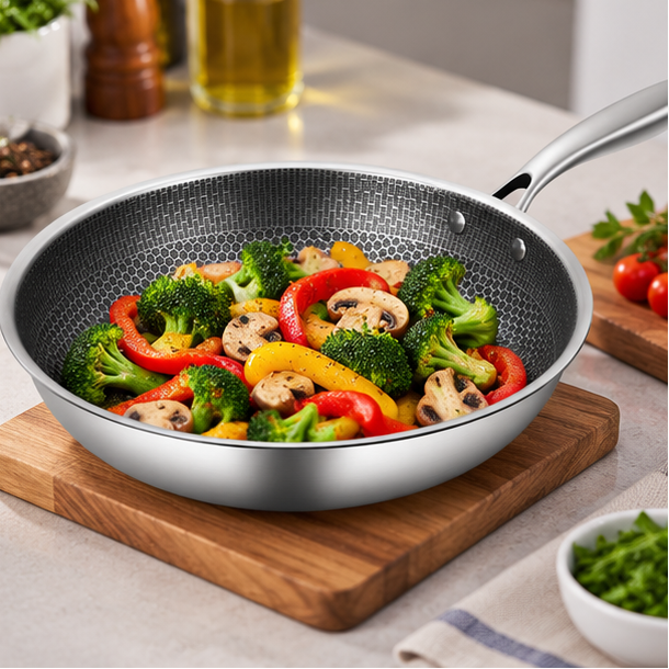 Royora Stainless Steel Honeycomb Nonstick Frying Pan Induction Safe Cookware