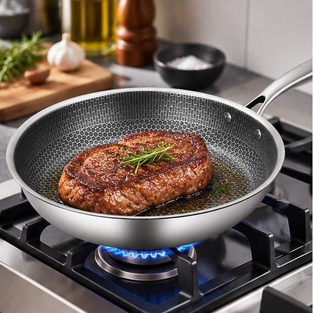 Royora Stainless Steel Honeycomb Nonstick Frying Pan Induction Safe Cookware