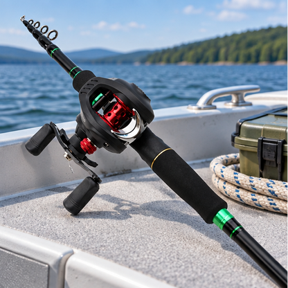 Novara Portable Carbon Fiber Baitcasting Fishing Rod And Reel Combo