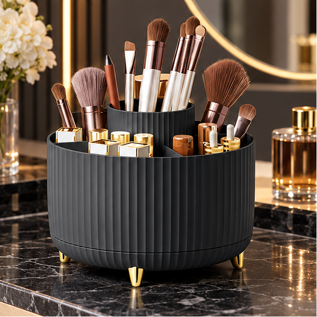 Royeva 360 Rotating Makeup Brush Holder And Cosmetic Organizer Caddy