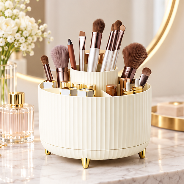Royeva 360 Rotating Makeup Brush Holder And Cosmetic Organizer Caddy