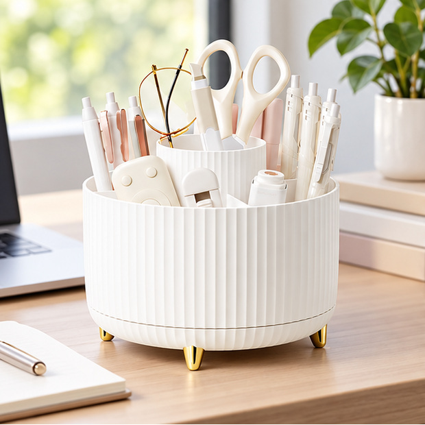 Royeva 360 Rotating Makeup Brush Holder And Cosmetic Organizer Caddy