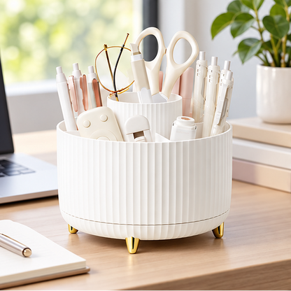 Royeva 360 Rotating Makeup Brush Holder And Cosmetic Organizer Caddy