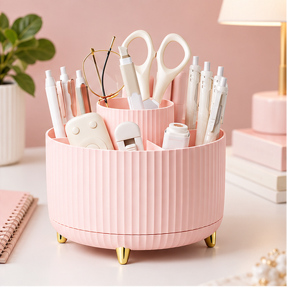 Royeva 360 Rotating Makeup Brush Holder And Cosmetic Organizer Caddy