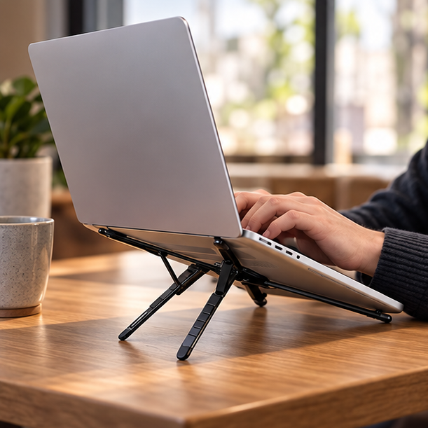 Royeva Foldable Magnetic Laptop Stand-Adjustable Aluminum Holder For Tablet And Phone