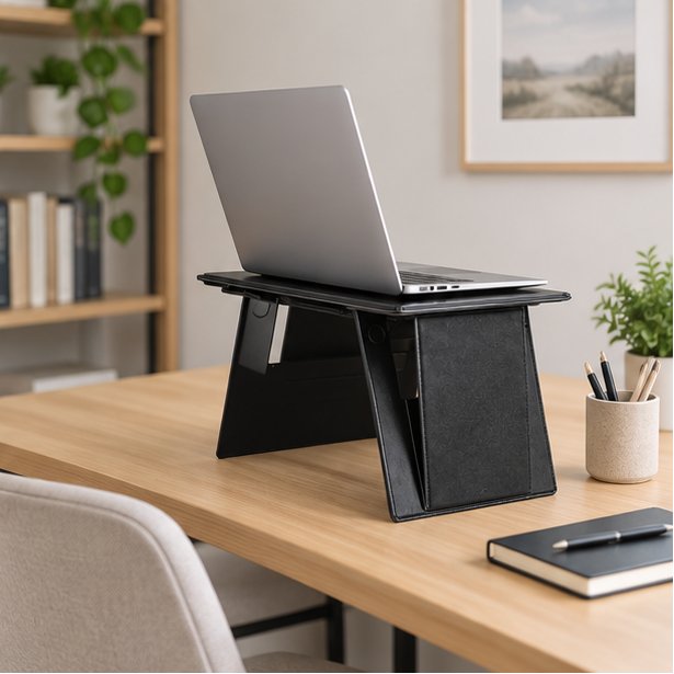 Royeva Foldable Laptop Stand-Portable Adjustable Desk For Bed And Travel Black
