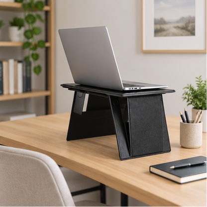 Royeva Foldable Laptop Stand-Portable Adjustable Desk For Bed And Travel Black