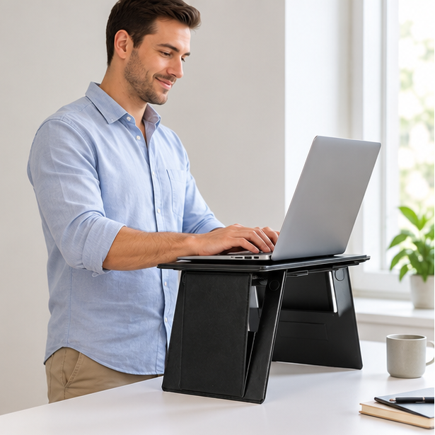 Royeva Foldable Laptop Stand-Portable Adjustable Desk For Bed And Travel Black