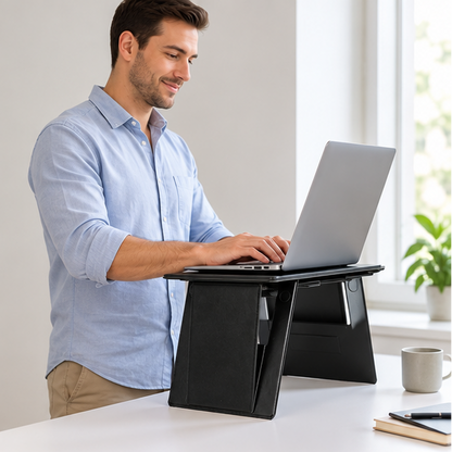 Royeva Foldable Laptop Stand-Portable Adjustable Desk For Bed And Travel Black