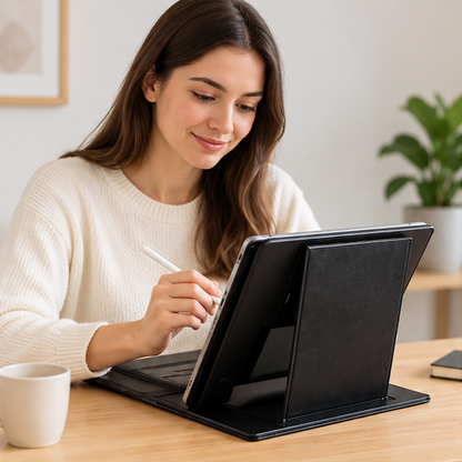 Royeva Foldable Laptop Stand-Portable Adjustable Desk For Bed And Travel Black