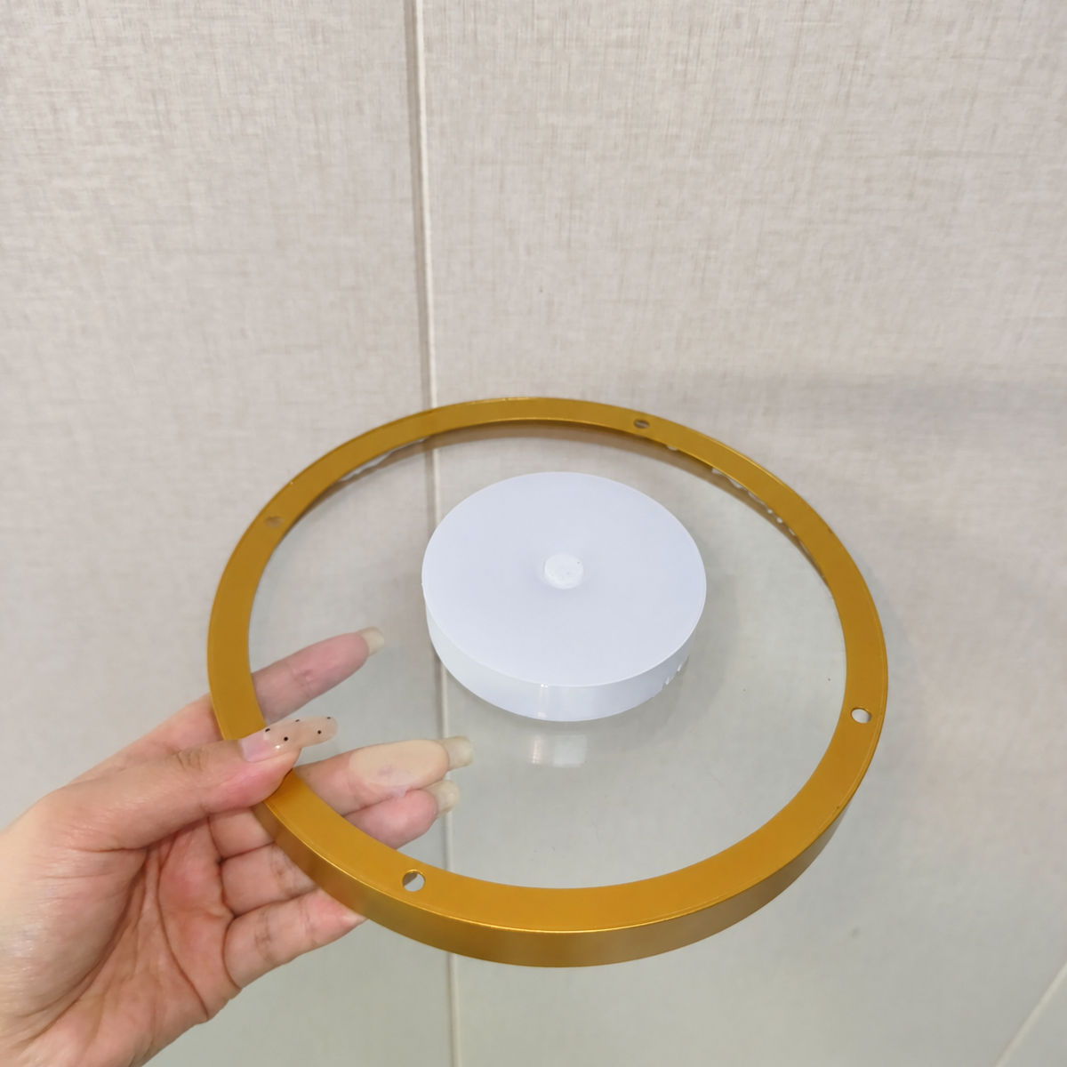Royeva Round LED Floating Wall Shelf With Warm Lighting For Plants