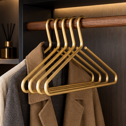 Royeva Matte Gold Non Slip Clothes Hanger-Set Of 5 Space Saving Closet Organizers